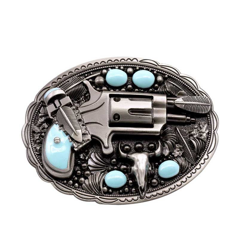 Pistol Imitation Turquoise Western Belt Buckle