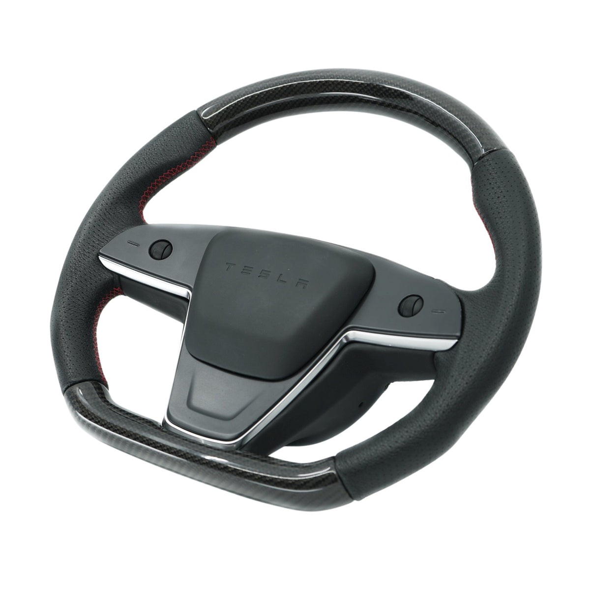 Sikunuo Touch Horn Plaid Round Steering Wheel Replacement for Tesla Model S / X 2021-2023