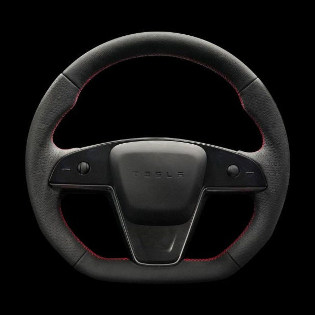 Sikunuo Touch Horn Plaid Round Steering Wheel Replacement for Tesla Model S / X 2021-2023
