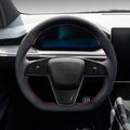 Sikunuo Touch Horn Plaid Round Steering Wheel Replacement for Tesla Model S / X 2021-2023