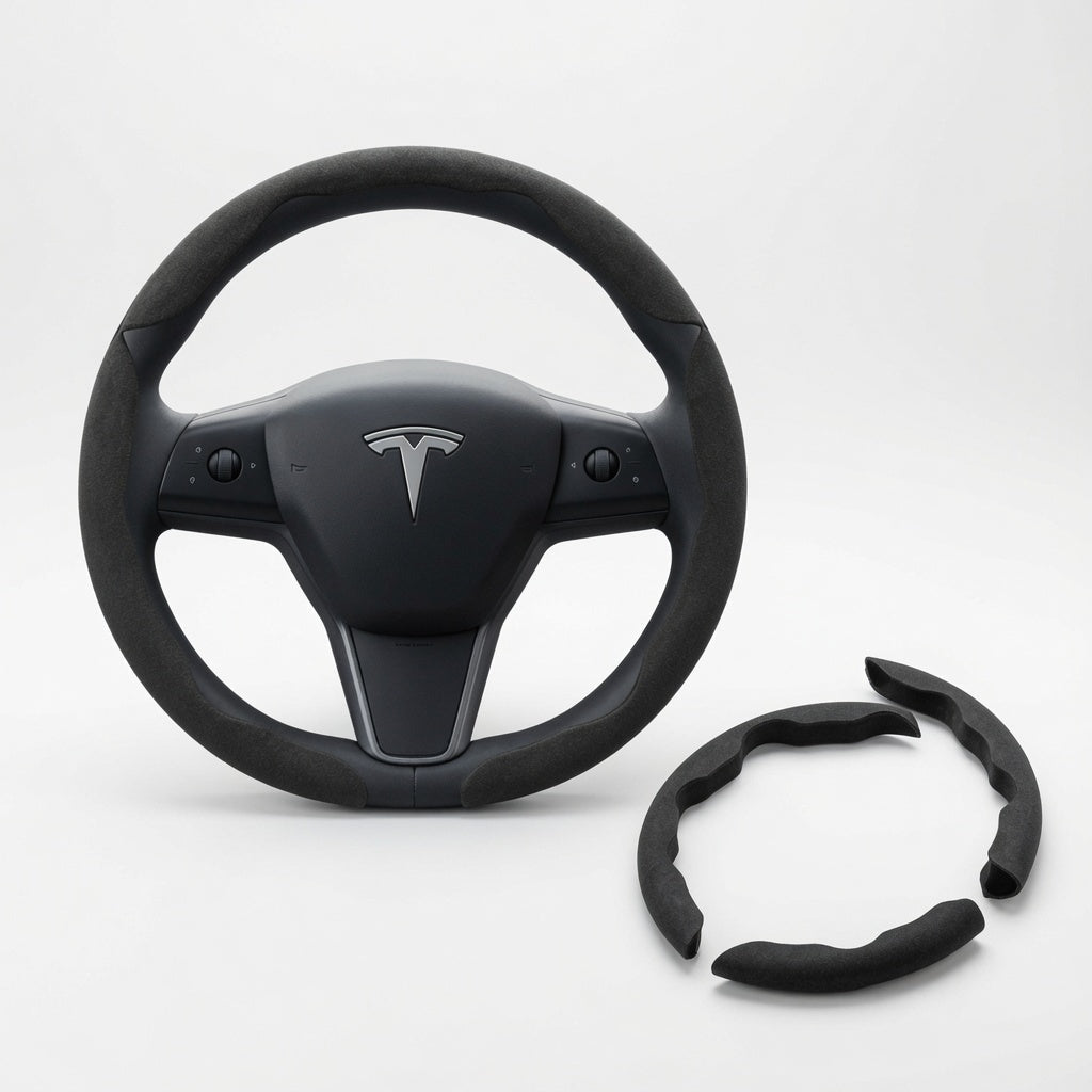 Premium Alcantara Anti-Slip Steering Wheel Cover for Model Y / Model 3 (3-Piece Set)
