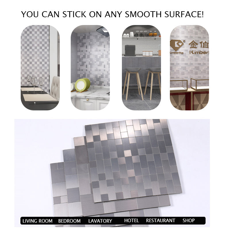 Sikunuo | 3D Metal Self Adhesive Brick Wall Stickers