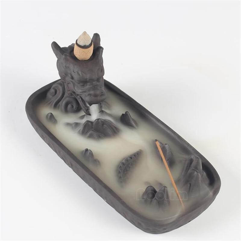 Sikunuo | Ceramic Dragon Censer  Smoke Backflow Incense Burner