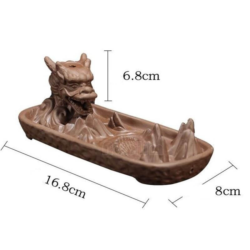 Sikunuo | Ceramic Dragon Censer  Smoke Backflow Incense Burner