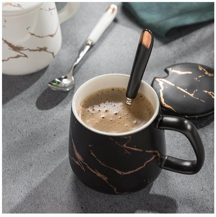 Sikunuo | Elegant Marble Ceramic Coffee Mug Gift Set