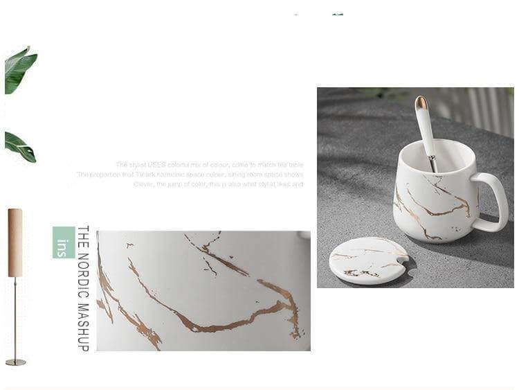 Sikunuo | Elegant Marble Ceramic Coffee Mug Gift Set