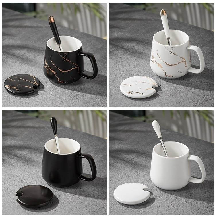 Sikunuo | Elegant Marble Ceramic Coffee Mug Gift Set