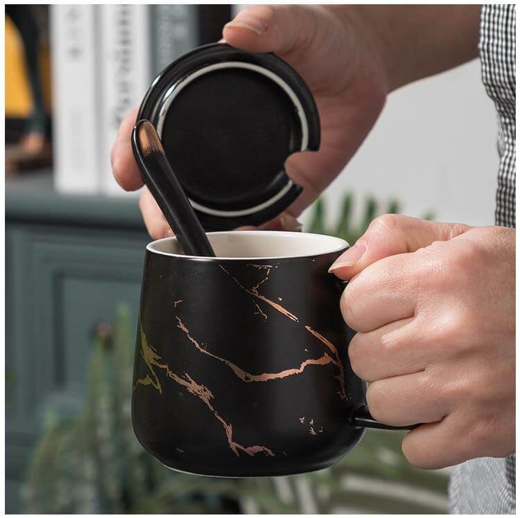 Sikunuo | Elegant Marble Ceramic Coffee Mug Gift Set