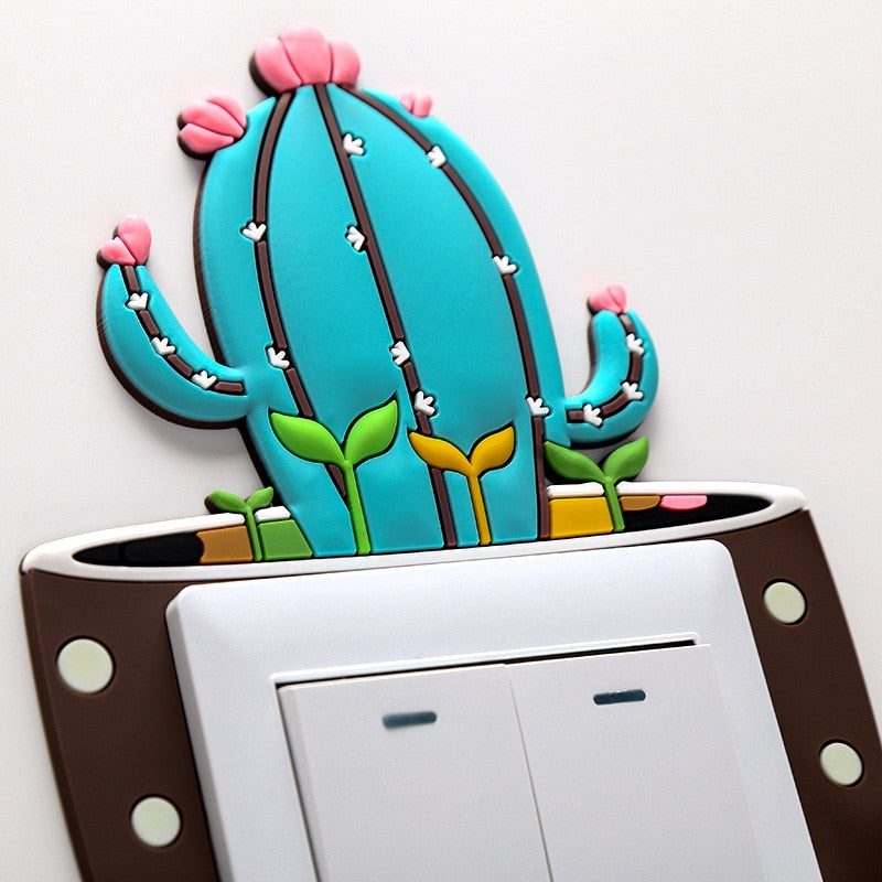 Sikunuo | Luminous Cactus Socket Cover Sticker