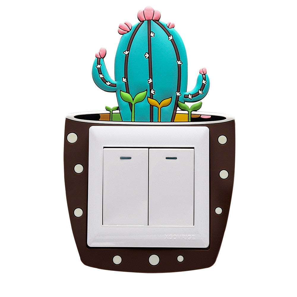 Sikunuo | Luminous Cactus Socket Cover Sticker