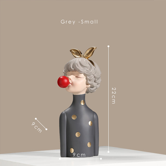 Sikunuo | Nordic Bubble Bow-Knot Girl Sculpture Home Decor
