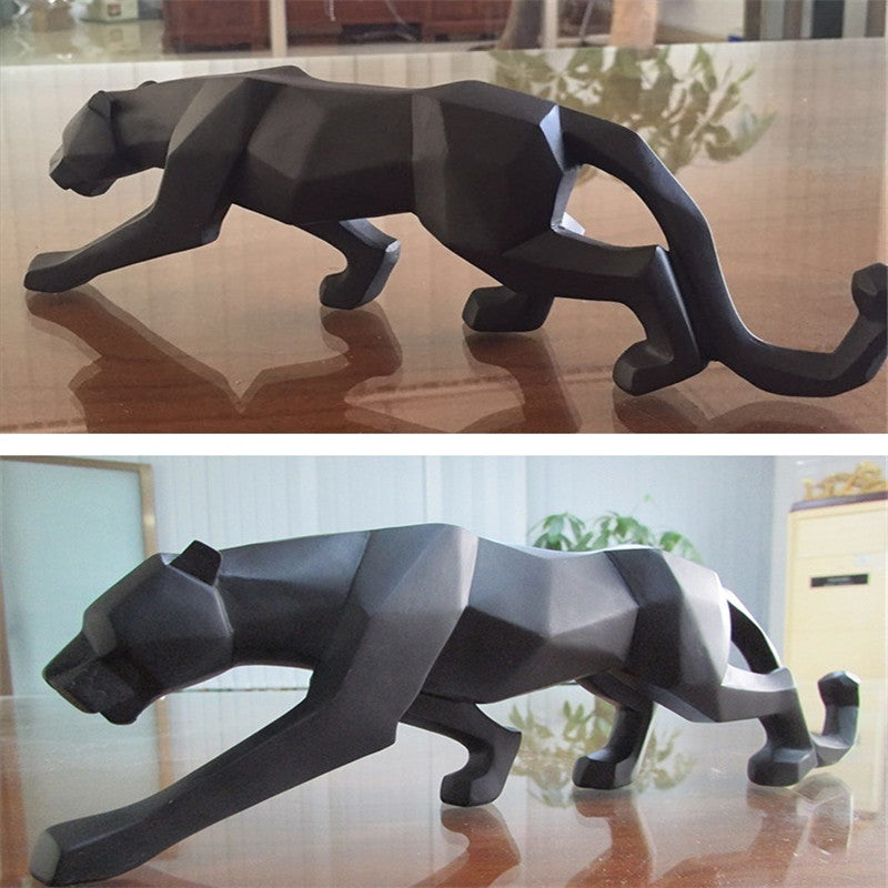 Sikunuo | Modern Resin Geometric Black Panther Sculpture