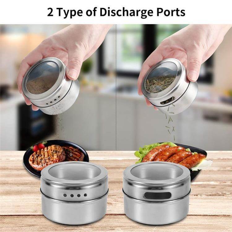 Sikunuo | Magnetic Stainless Steel Seasoning Spice Jar Set