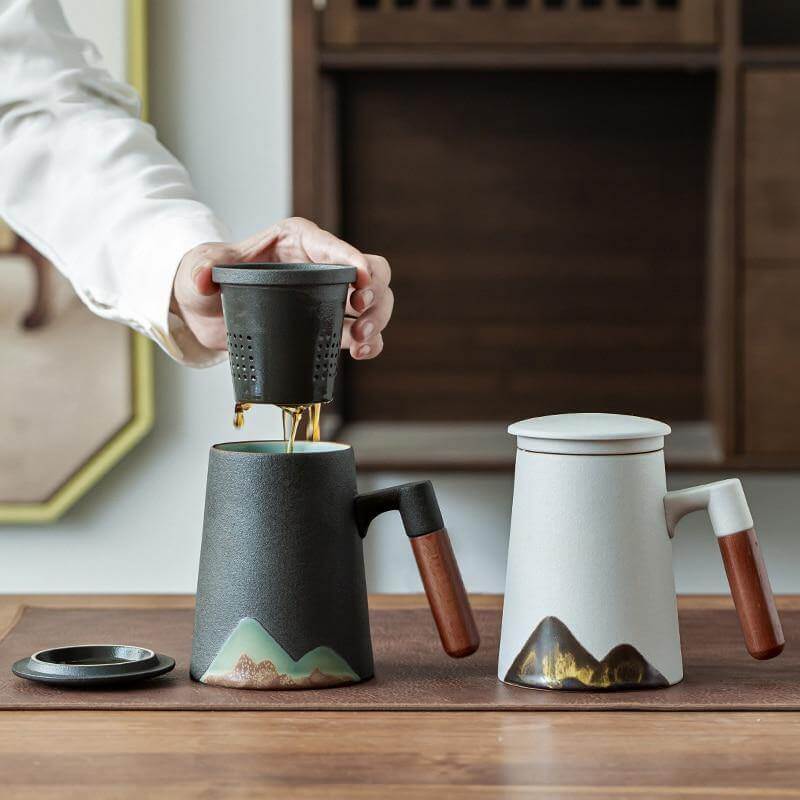 Sikunuo | Mountain Art Ceramic Tea Mugs With Filter