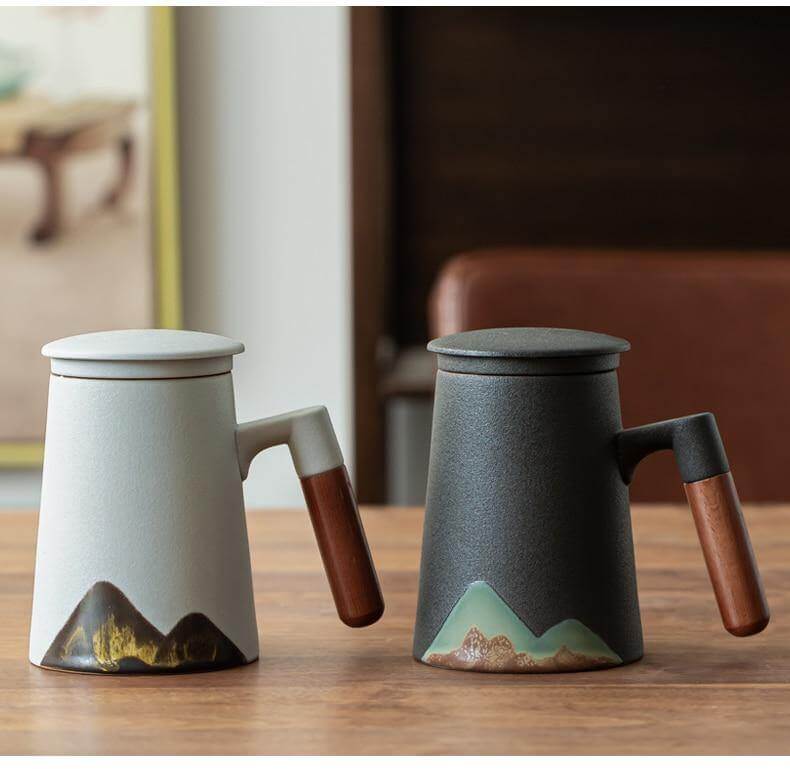 Sikunuo | Mountain Art Ceramic Tea Mugs With Filter