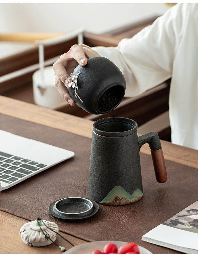 Sikunuo | Mountain Art Ceramic Tea Mugs With Filter