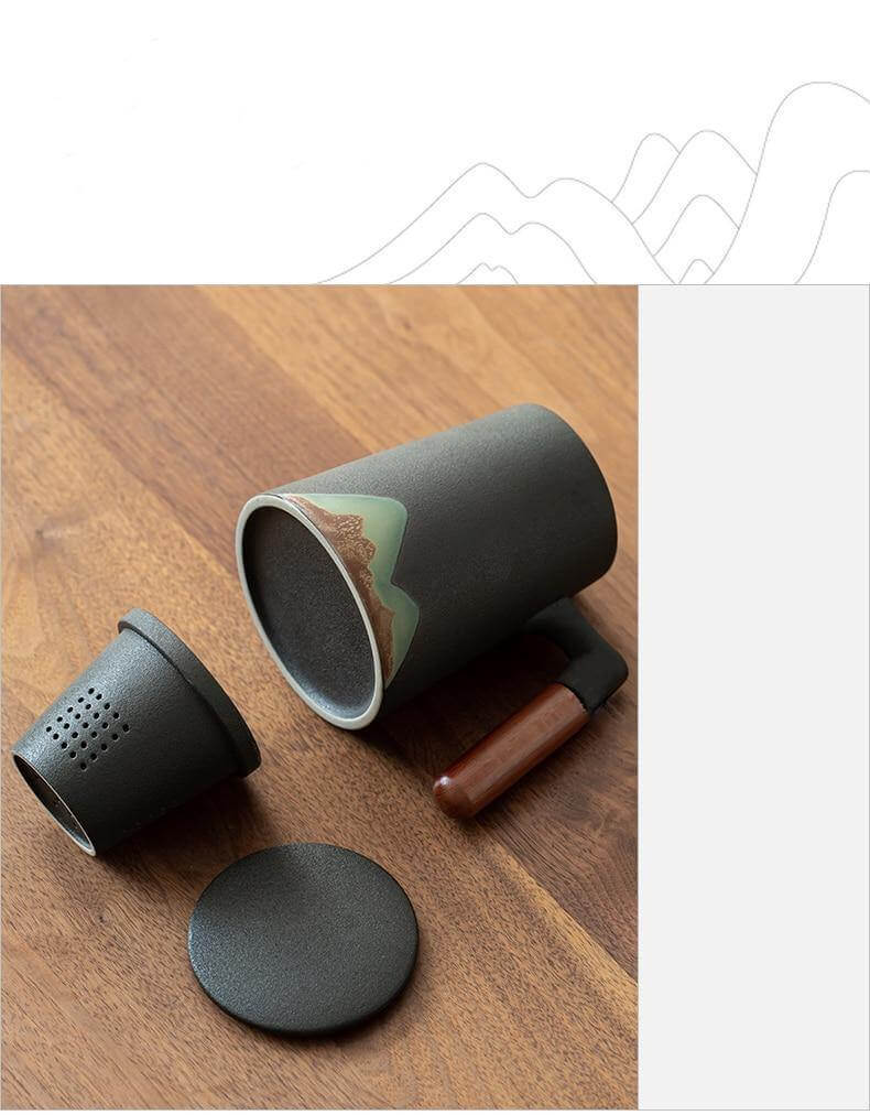Sikunuo | Mountain Art Ceramic Tea Mugs With Filter