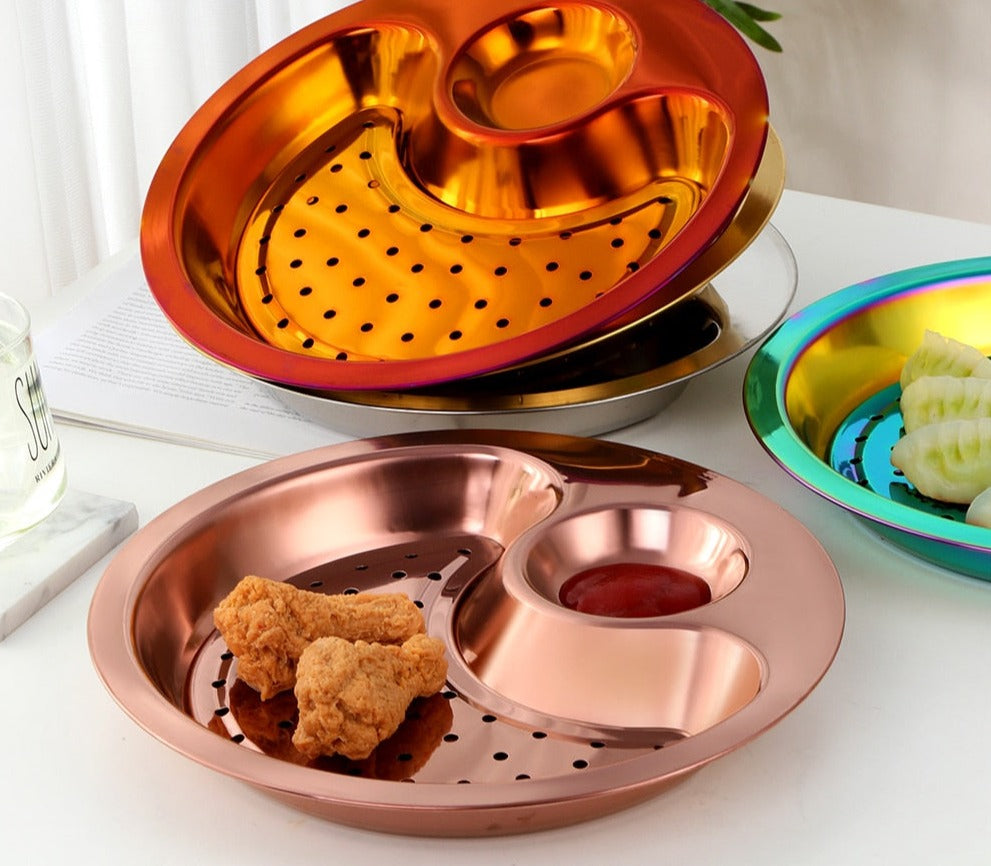 Sikunuo | Creative Stainless Steel Double Breakfast Tray
