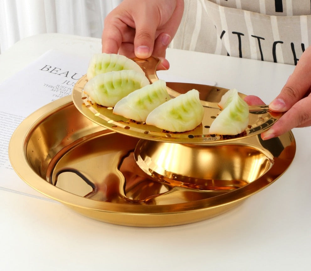 Sikunuo | Creative Stainless Steel Double Breakfast Tray