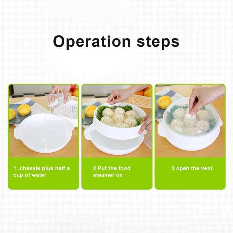 Sikunuo | Microwave Round Steamer Heater Bowl with Lid