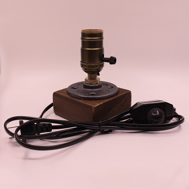 Sikunuo | Vintage Industrial Wooden Dimmable Table Lamp