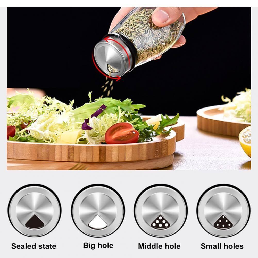 Sikunuo | Smart Rotating Stainless Steel Glass Seasoning Set