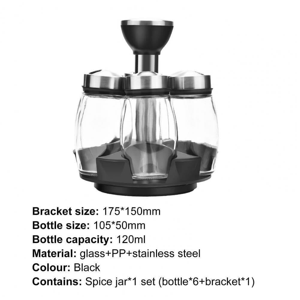Sikunuo | Smart Rotating Stainless Steel Glass Seasoning Set