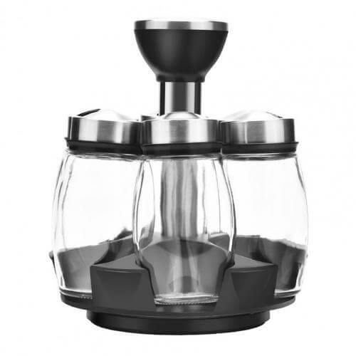 Sikunuo | Smart Rotating Stainless Steel Glass Seasoning Set