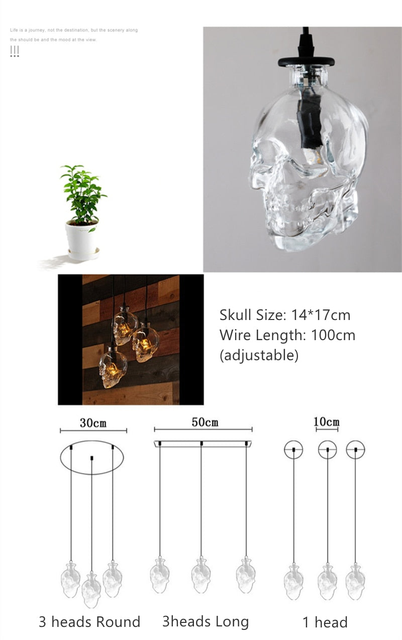 Sikunuo | Retro Skull Glass Pendant Light