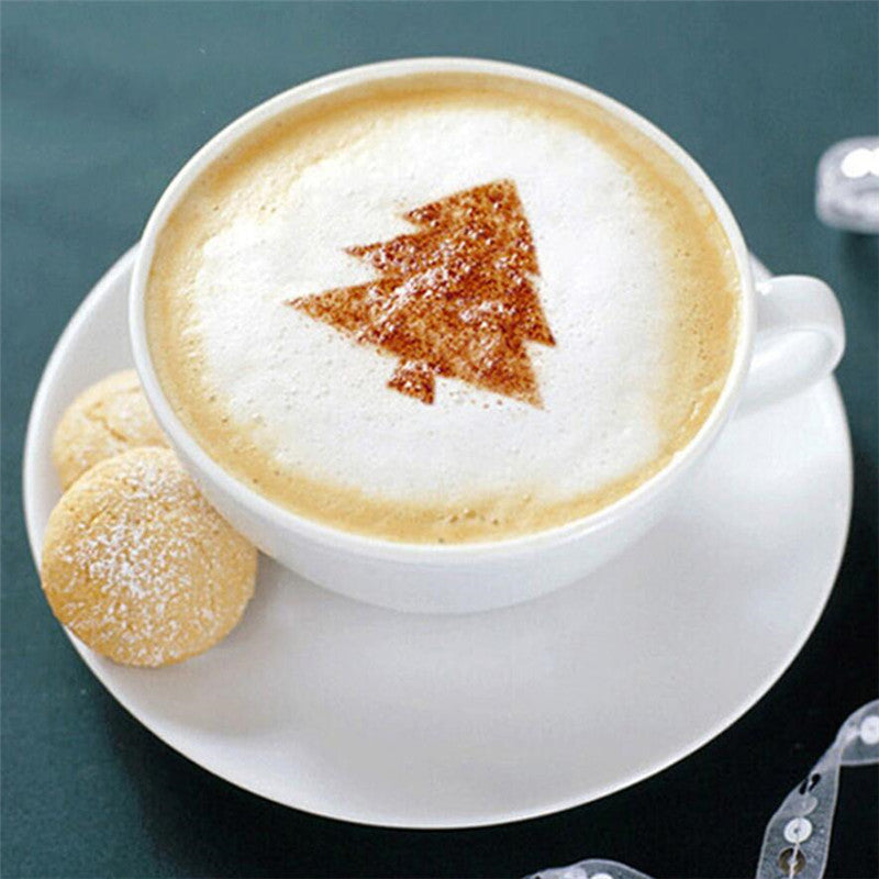 Sikunuo | 8Pcs Coffee Cake Decoration Stencil Molds