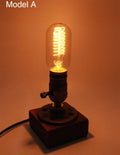 Sikunuo | Vintage Industrial Wooden Dimmable Table Lamp