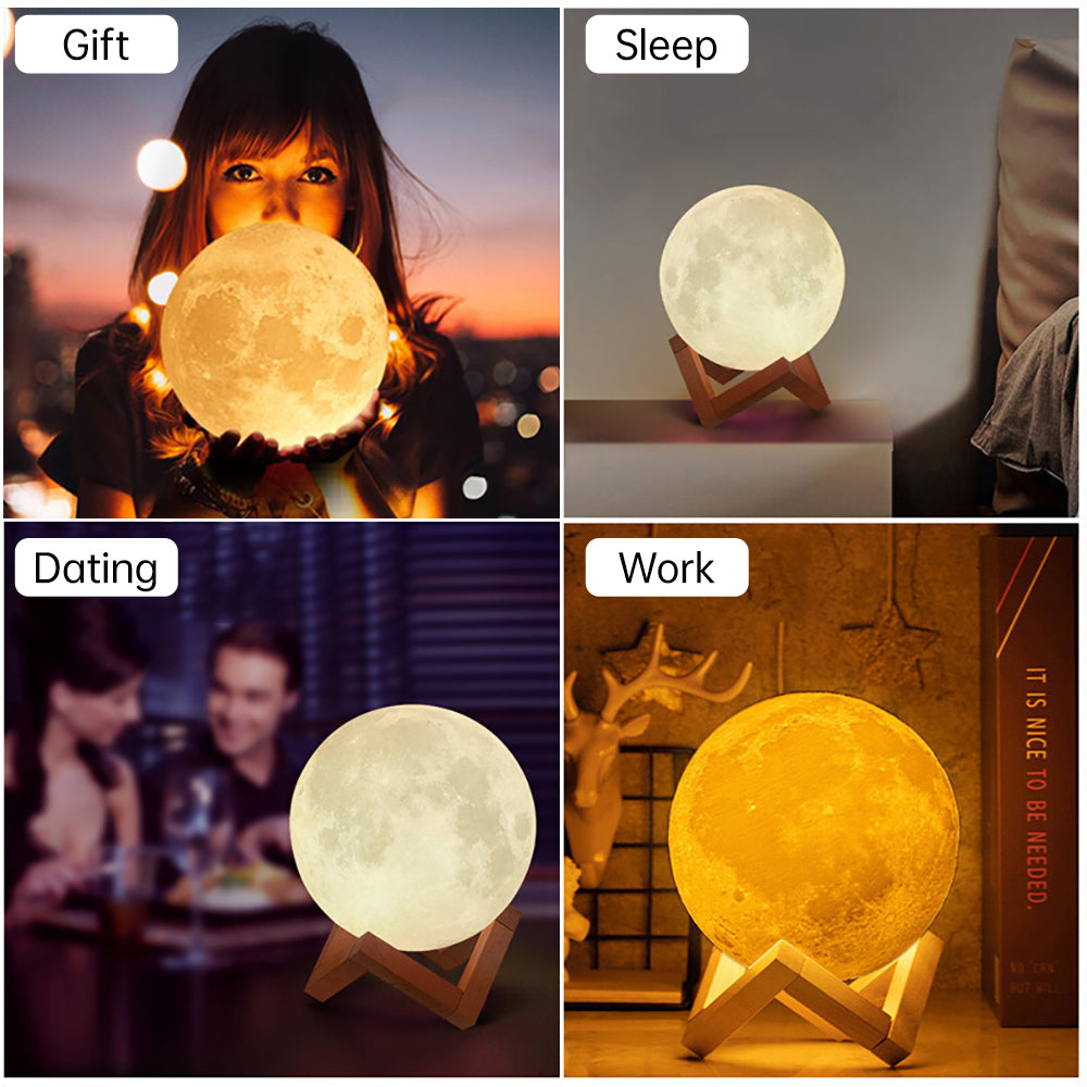 Sikunuo | 3D Light Touch Switch Rechargeable Moon Night Lamp