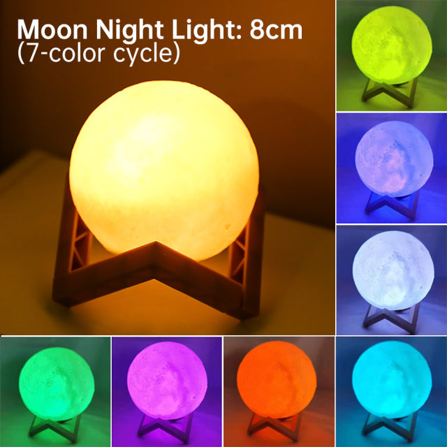 Sikunuo | 3D Light Touch Switch Rechargeable Moon Night Lamp