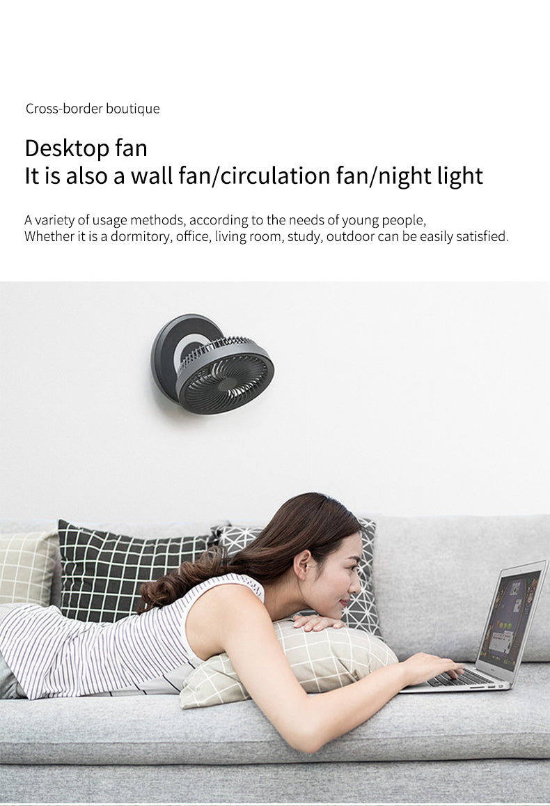 Sikunuo | Portable Wireless Foldable Fan Night Lamp