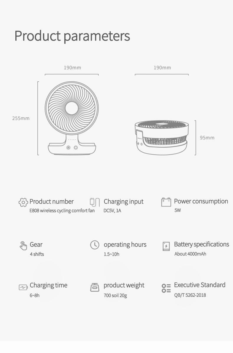 Sikunuo | Portable Wireless Foldable Fan Night Lamp
