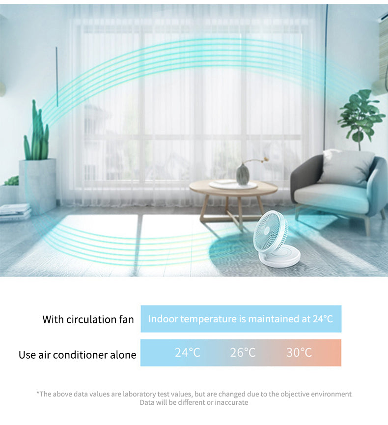 Sikunuo | Portable Wireless Foldable Fan Night Lamp