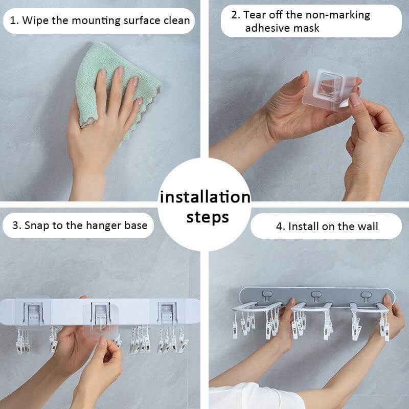 Sikunuo | Wall-Mounted Folding Easy Drying Sock Hanger Rack