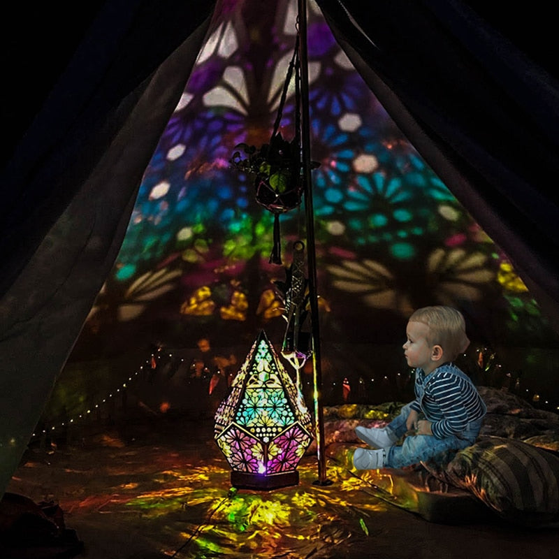 Sikunuo | Wooden Hollow LED Atmosphere Night Lamp Projector