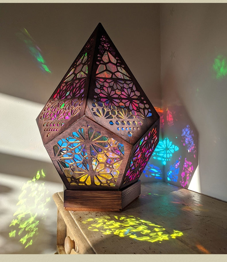 Sikunuo | Wooden Hollow LED Atmosphere Night Lamp Projector