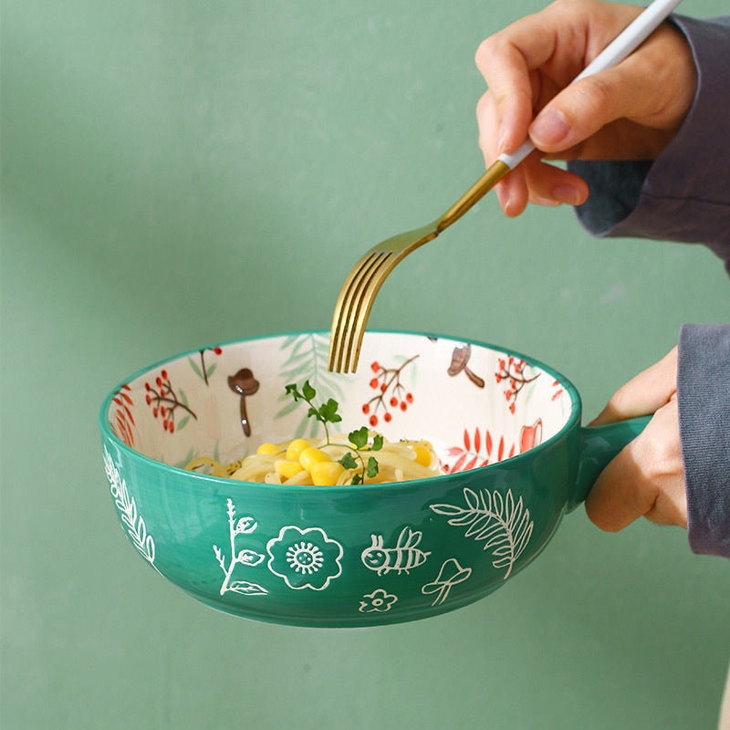 Sikunuo | Handmade Animal Flower Large Ceramic Bowl