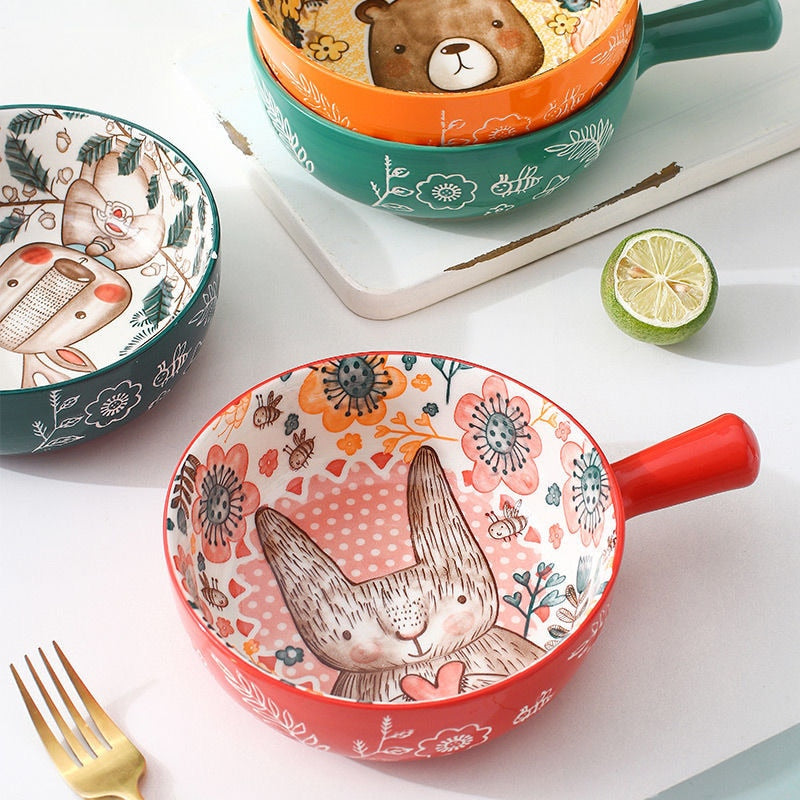 Sikunuo | Handmade Animal Flower Large Ceramic Bowl