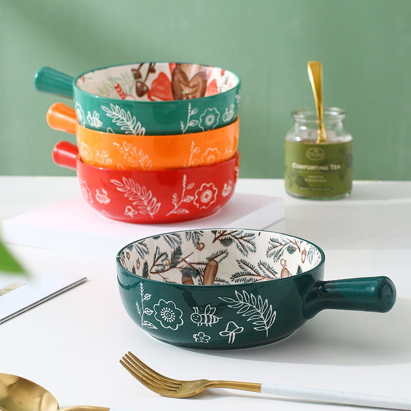 Sikunuo | Handmade Animal Flower Large Ceramic Bowl