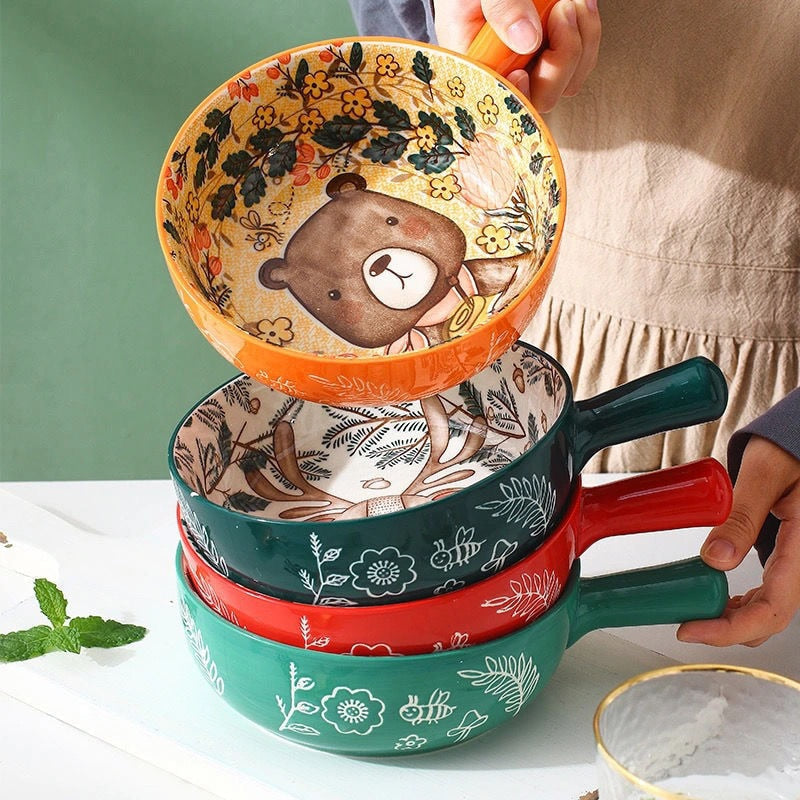 Sikunuo | Handmade Animal Flower Large Ceramic Bowl