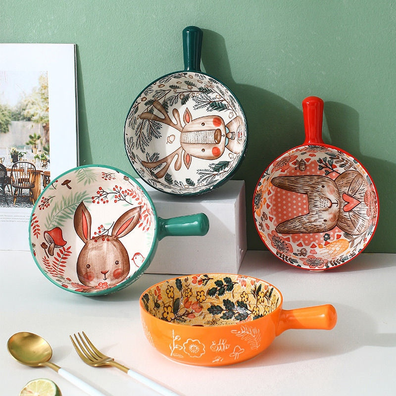 Sikunuo | Handmade Animal Flower Large Ceramic Bowl