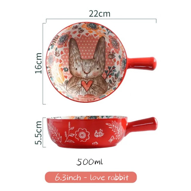 Sikunuo | Handmade Animal Flower Large Ceramic Bowl