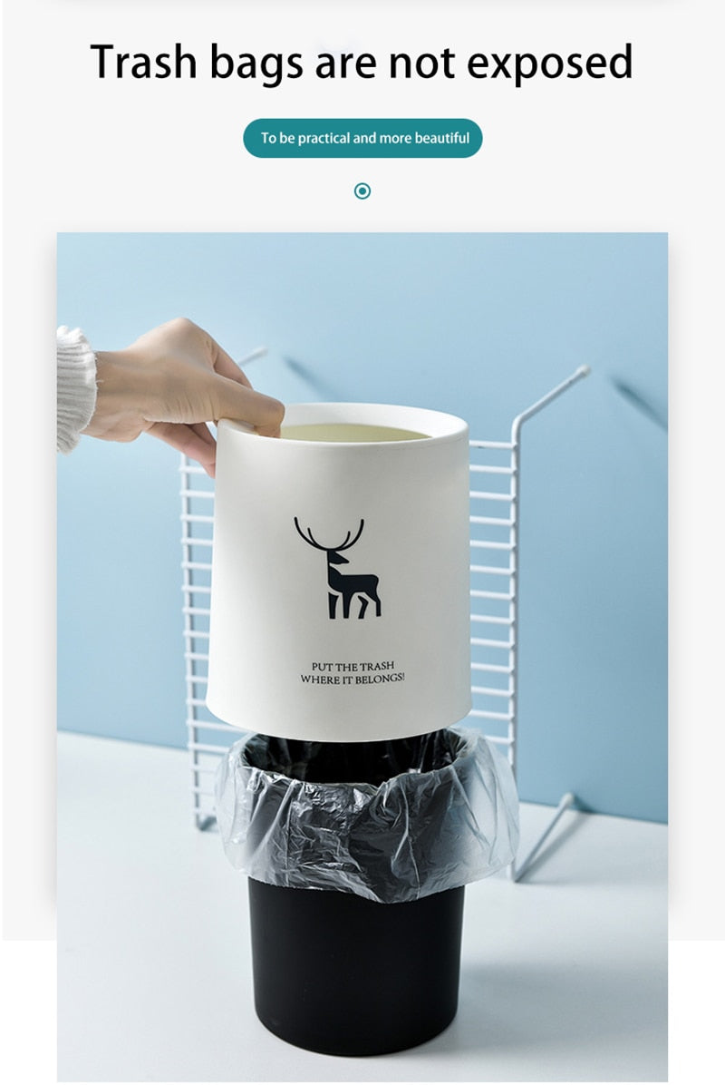 Sikunuo | Nordic Desktop Double-Layer Mini Trash Can