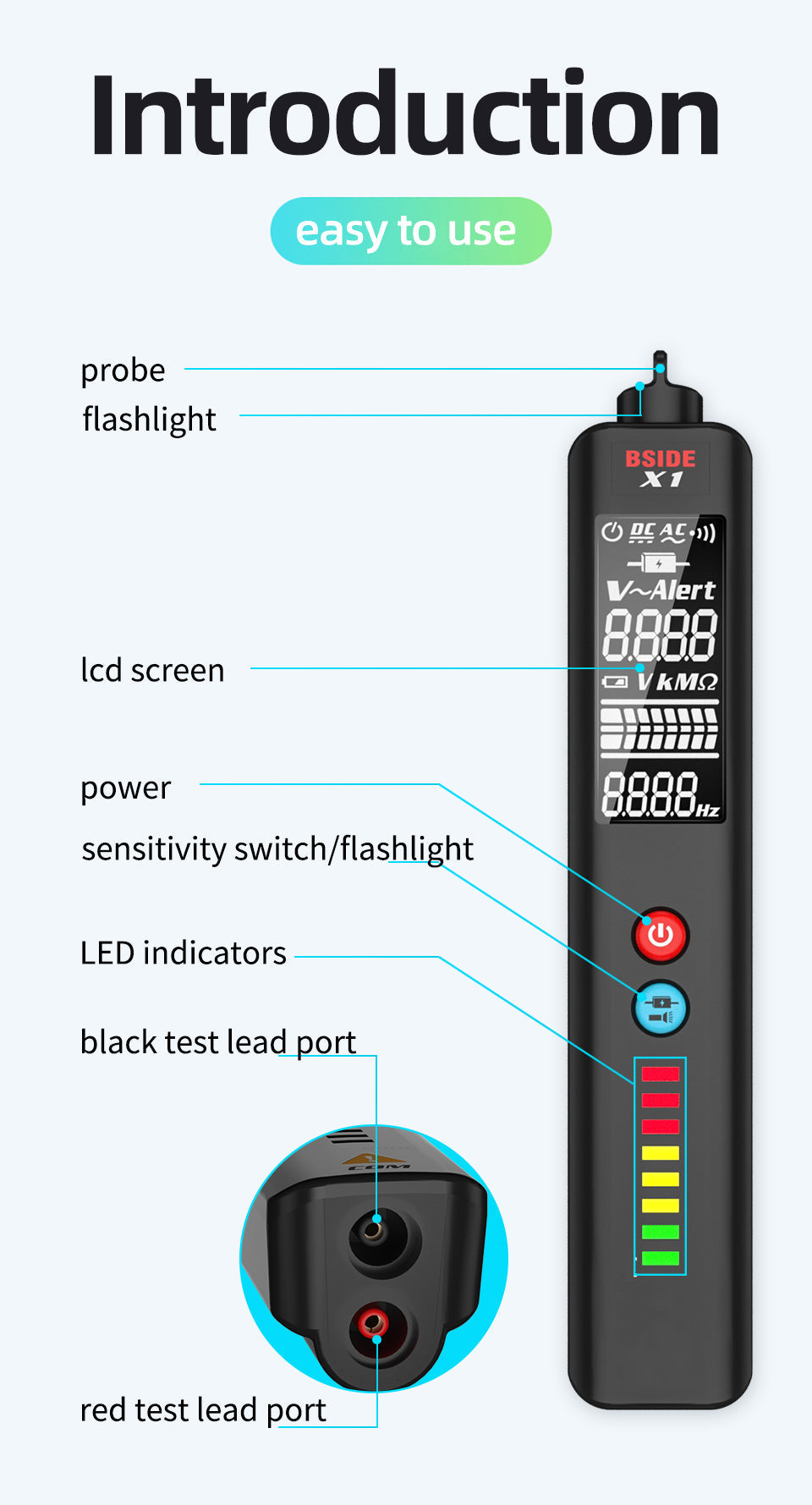Sikunuo | LCD Result Display Voltage Tester Thermometer