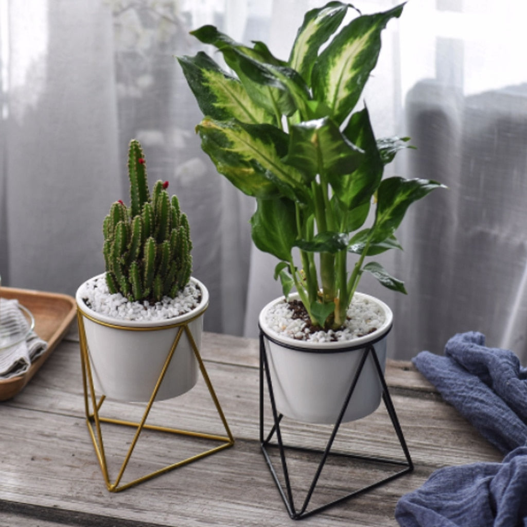 Sikunuo | Nordic Style Geometric Iron Rack Flower Pots