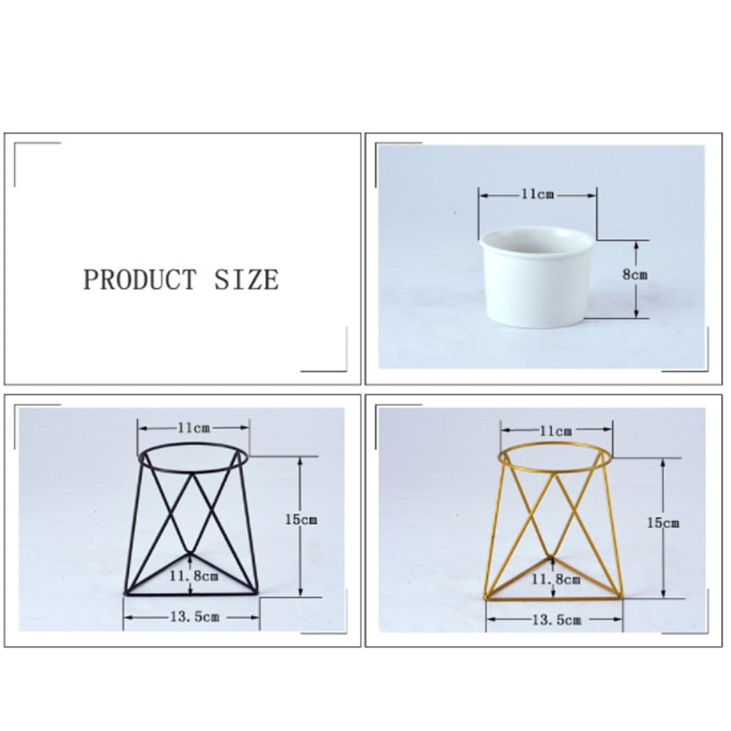 Sikunuo | Nordic Style Geometric Iron Rack Flower Pots