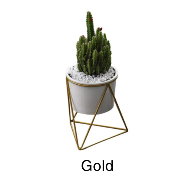Sikunuo | Nordic Style Geometric Iron Rack Flower Pots